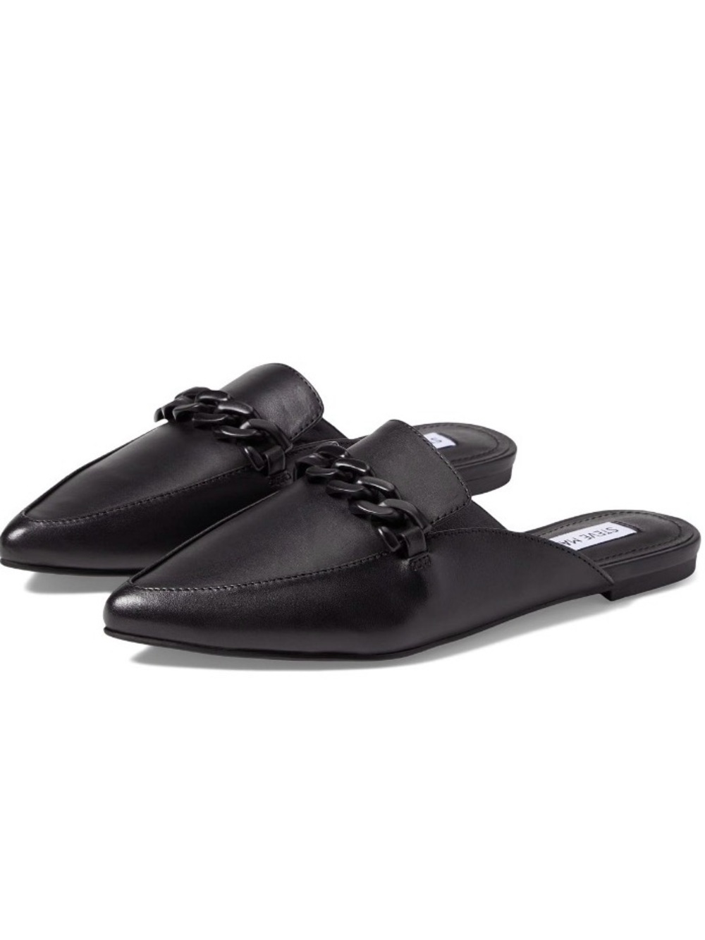 Steve Madden Black Leather Slides | 8.5